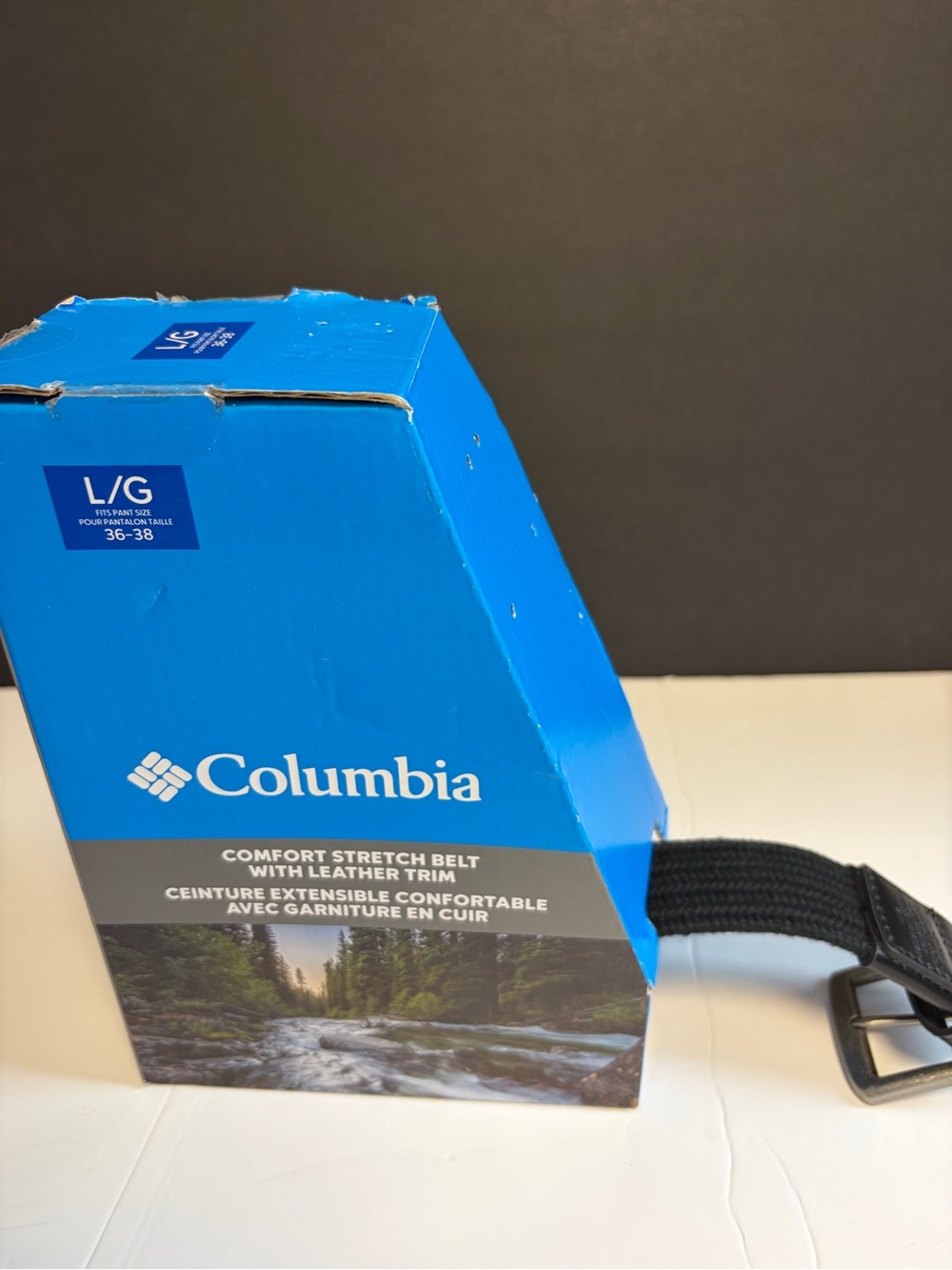Columbia Black Woven Belt with Leather Accents